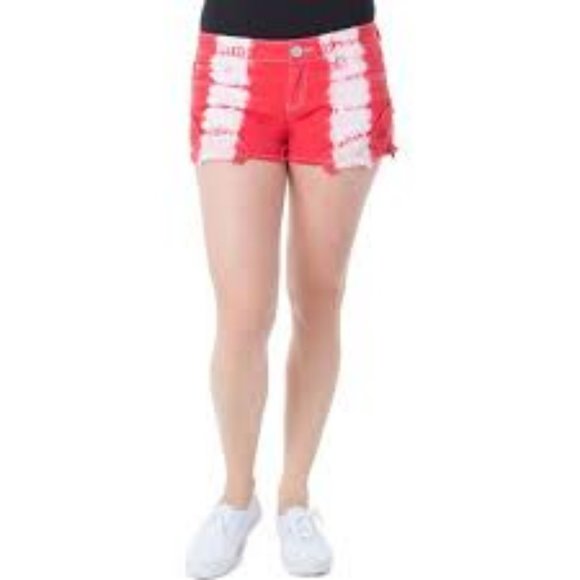No Boundaries Pants - No Boundaries Women’s Red White Shorts Size 11 Tye Die C0147